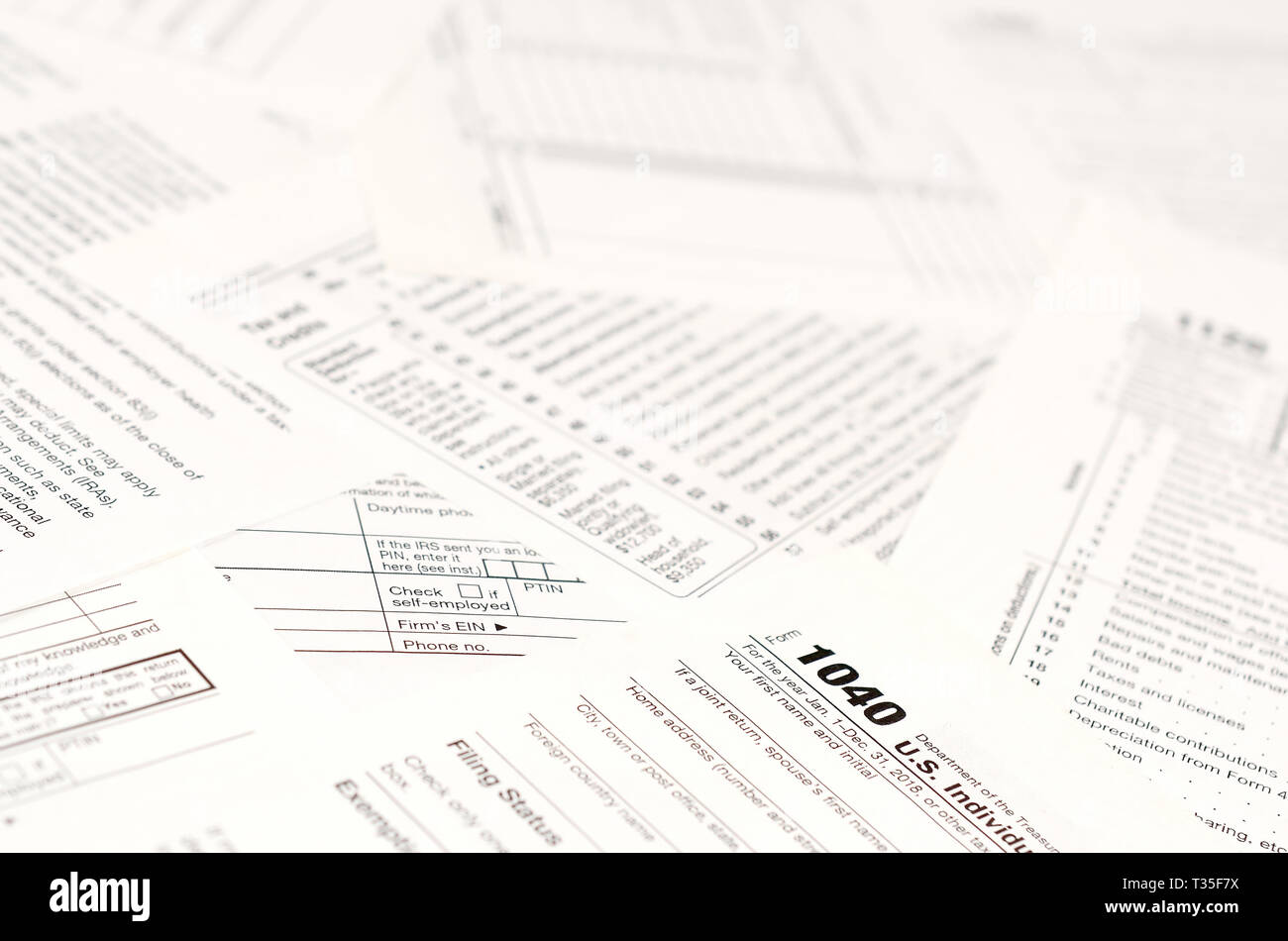 Blank tax forms. American 1040 Individual Tax return form