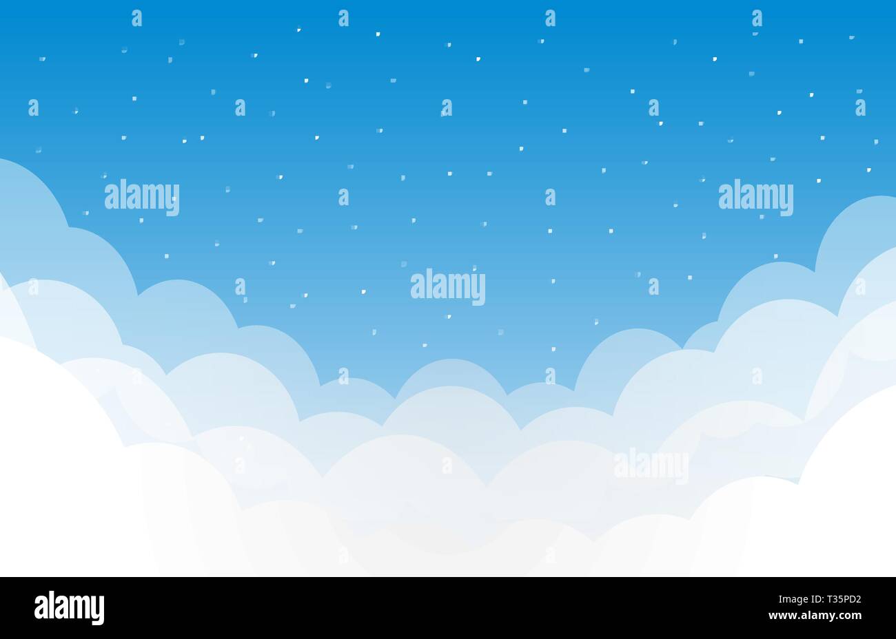 Blue sky with clouds and stars. Abstract vector illustration Stock ...