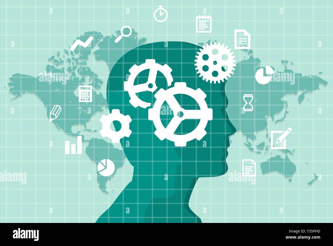 Flat style vector illustration brainstorming process concept. Human ...