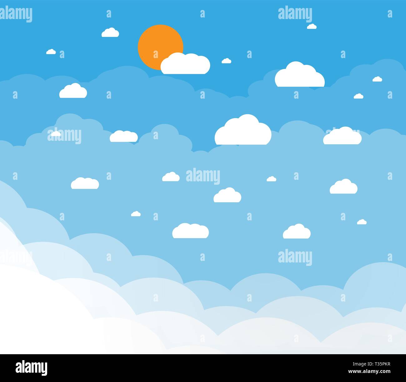 Blue sky with clouds and sun. vector illustration in flat design Stock ...
