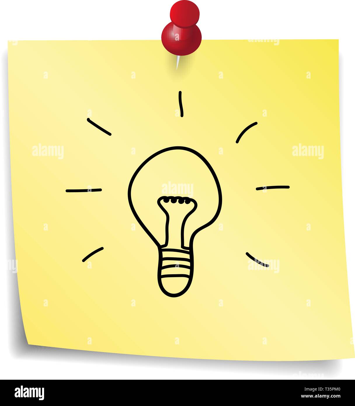 draw bulb on yellow paper note. idea concept. vector illustration on ...