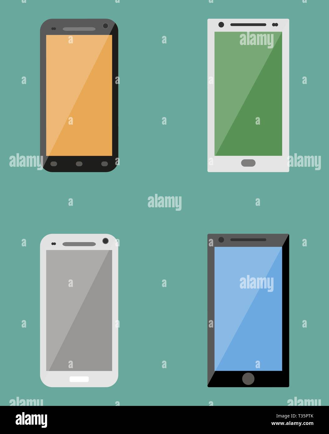 Collection of modern mobile phones in flat design. vector illustration ...