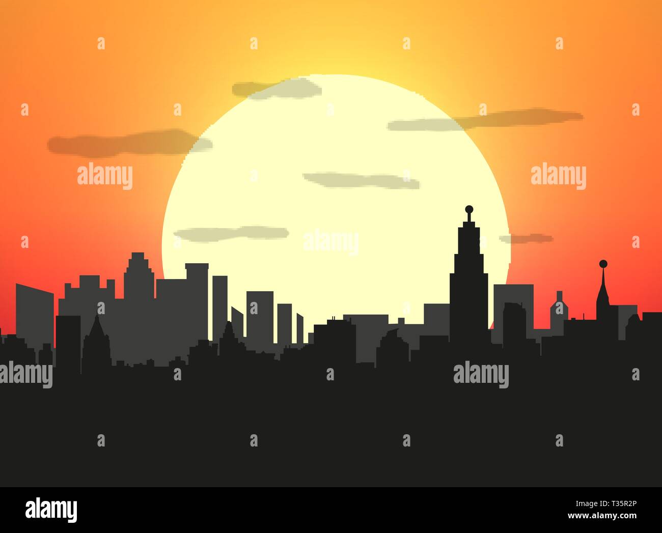 City skyline silhouette at sunset. vector illustration Stock Vector ...