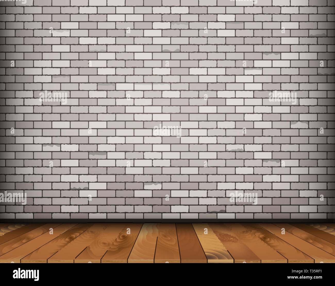 Background with white bricks and wooden floor. vector illustration ...