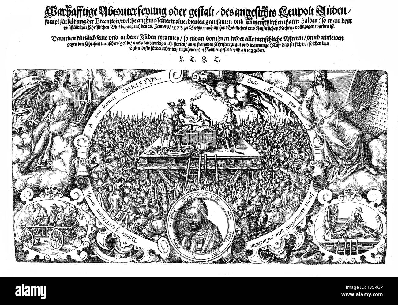 Execution of Lippold Ben Chluchim in year 1573 in Berlin for witchcraft Stock Photo