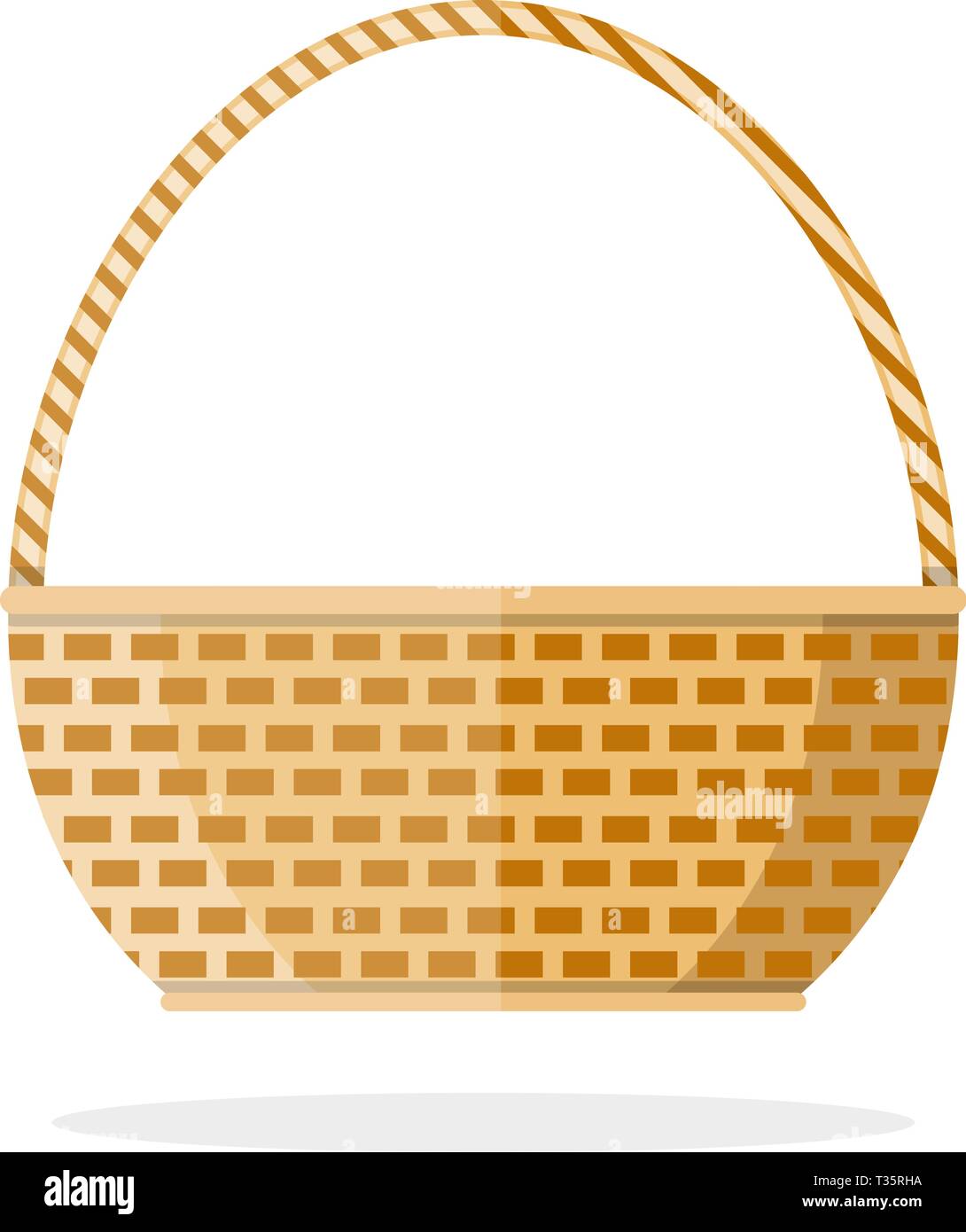 Empty brown woven wicker basket isolated on white background. vector ...