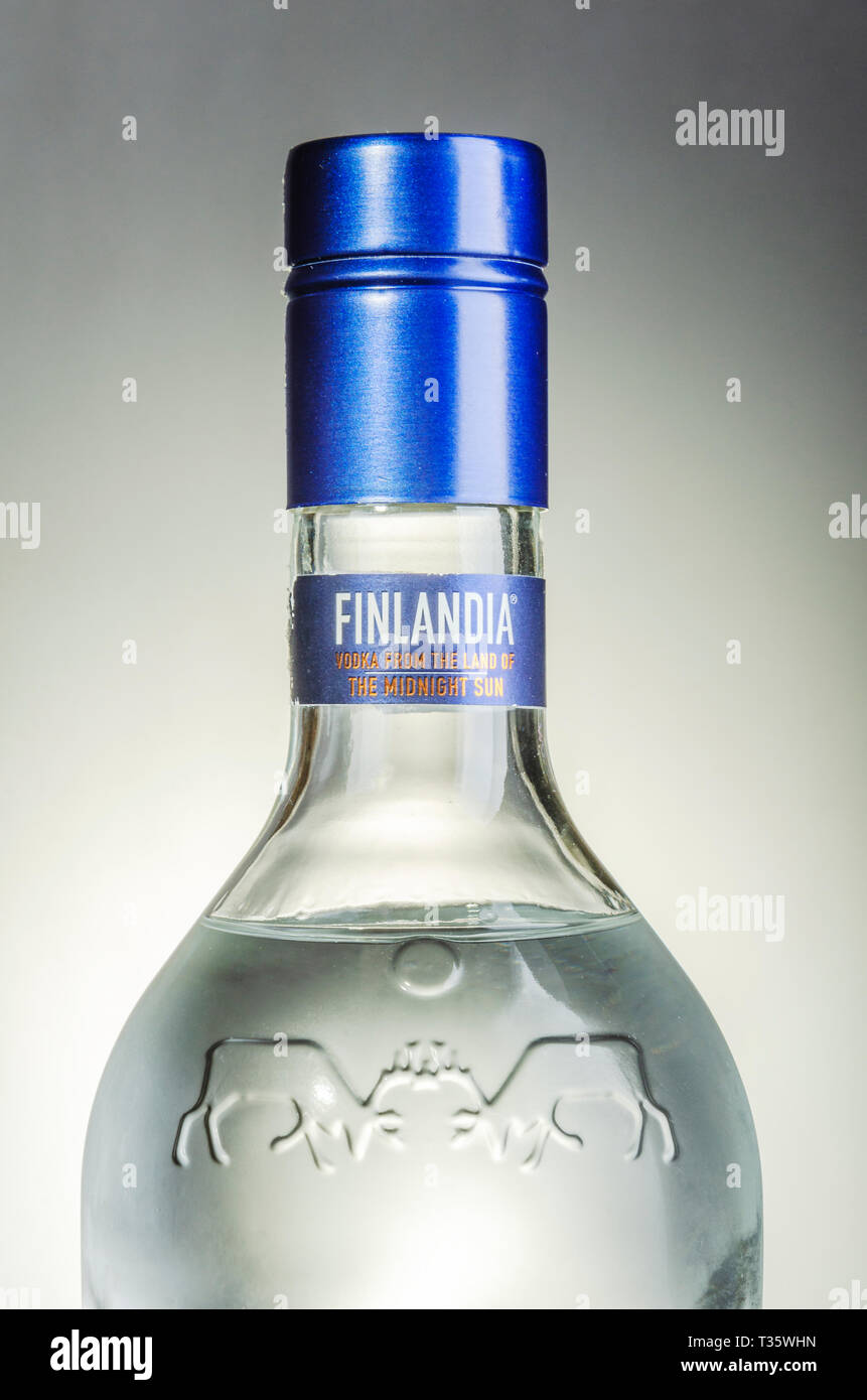 Finlandia vodka on gradient background Stock Photo