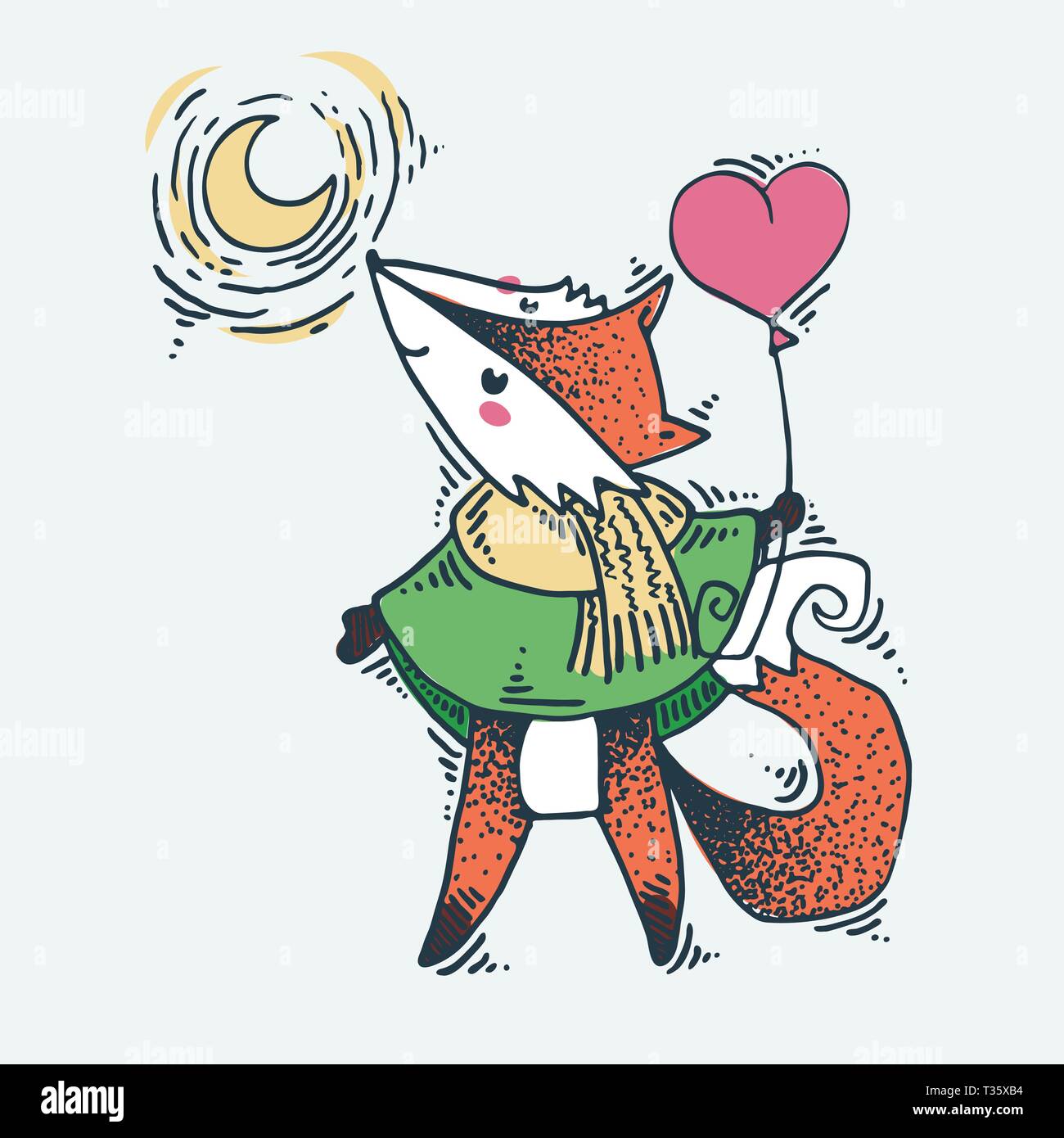 Cute cartoon animal Vector clip - Cute Cartoon Animal Vector Clip Art Illustration For Children Design Cards Prints Coloring Books Grungy Kawaii Image T35XB4 