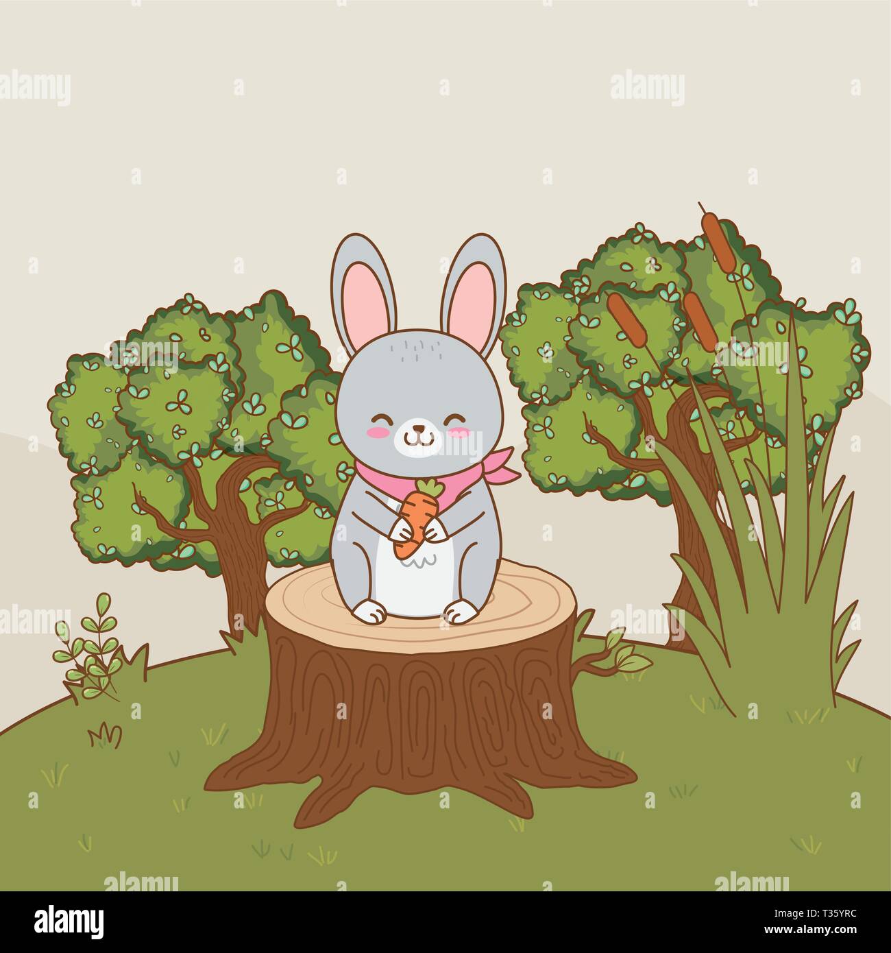 cute little animal rabbit cartoon vector illustration graphic design ...