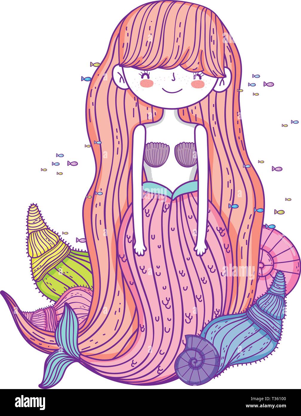 Beautiful Mermaid Fairytale Character Vector Illustration Design