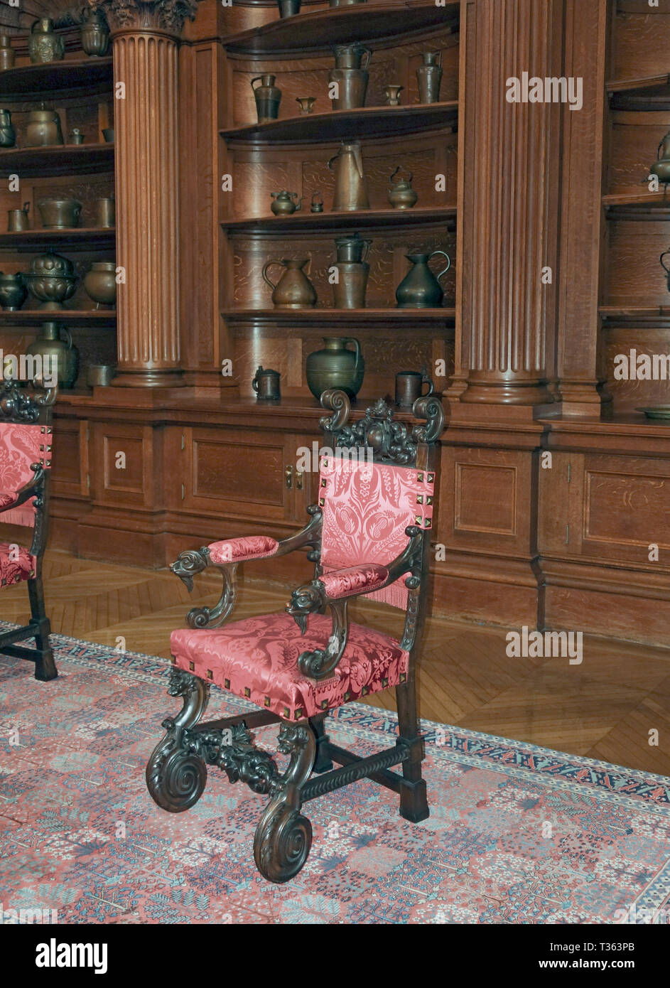 Dining chair in Biltmore House, Asheville, North Carolina, US, 2017. Stock Photo