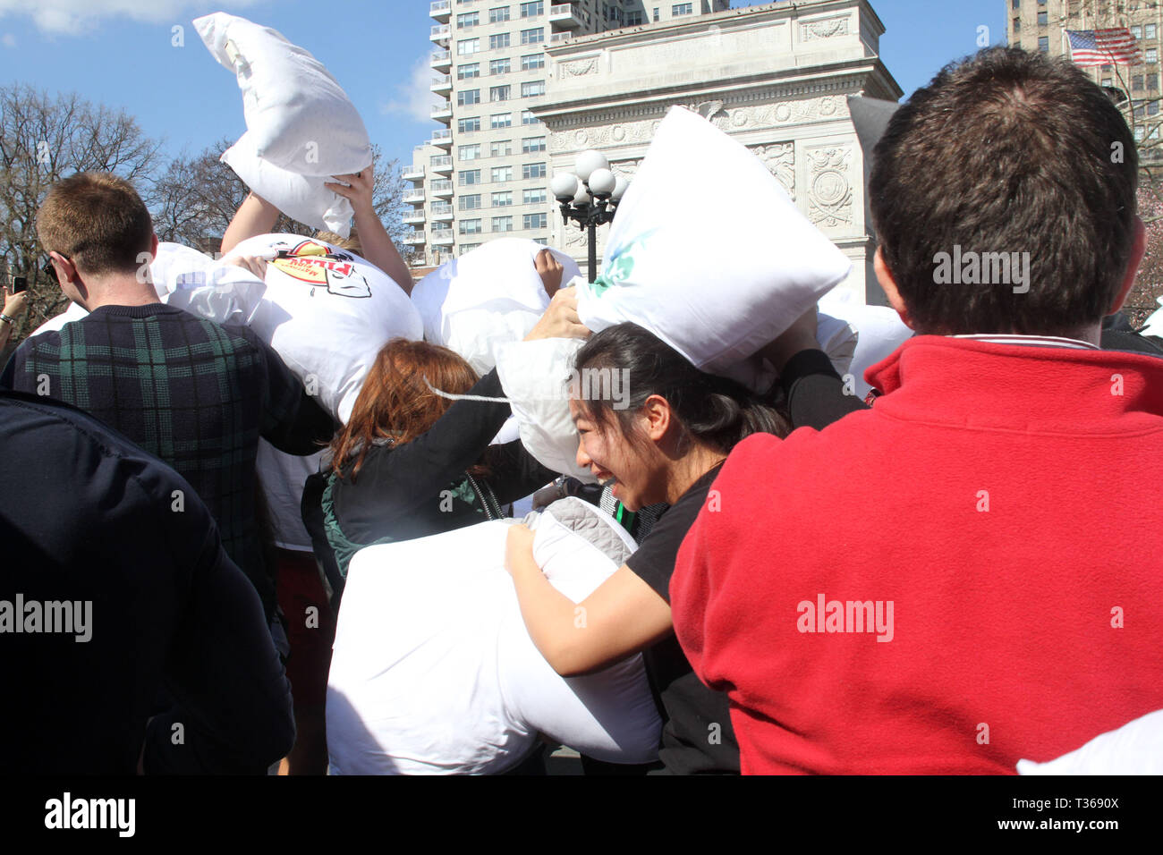 Worlds largest pillow fight hires stock photography and images Alamy