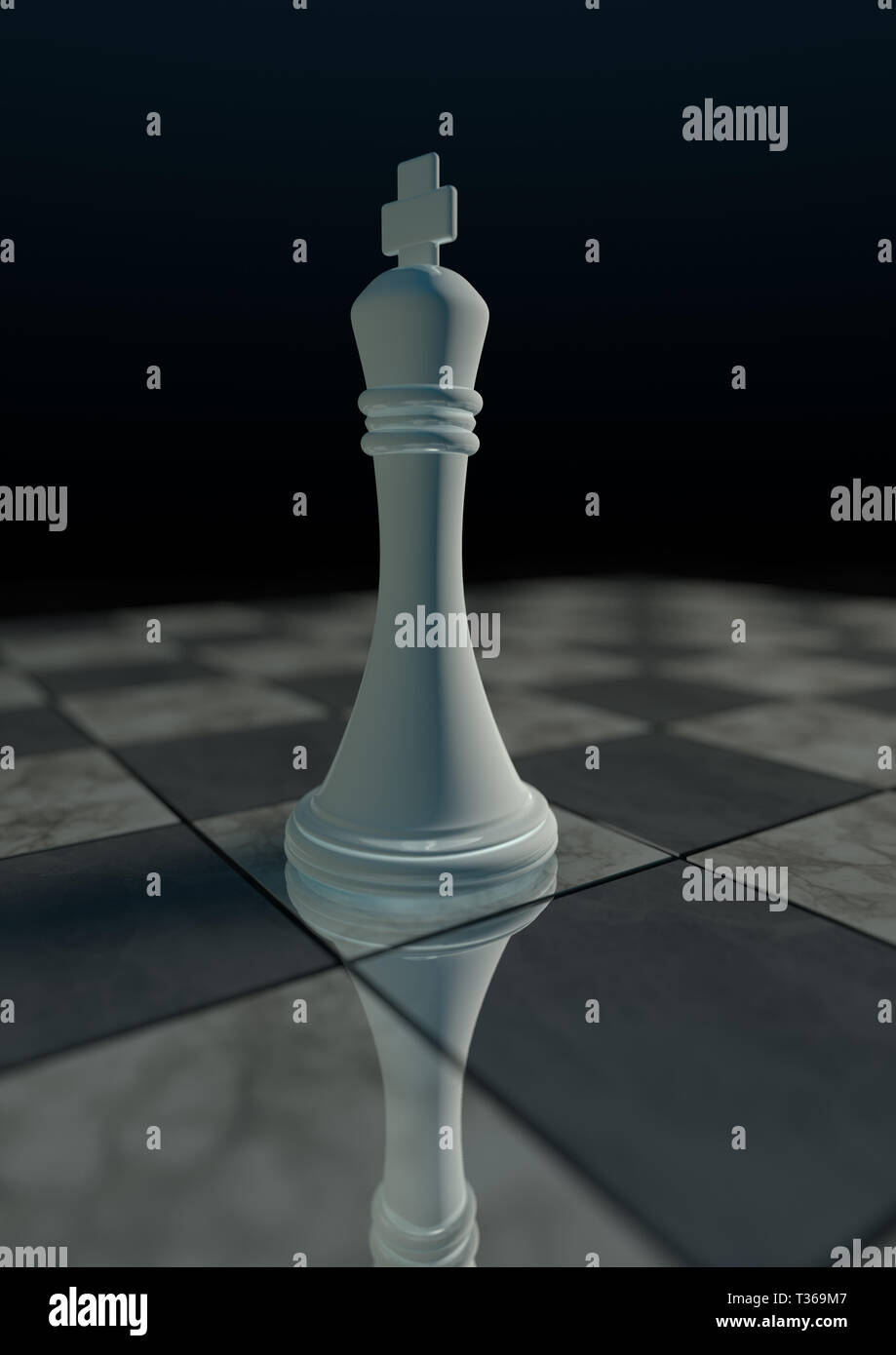 A completed chess game setup on a table with opposing chairs in a dark room  backlit by a bright window light - 3D render Stock Photo - Alamy