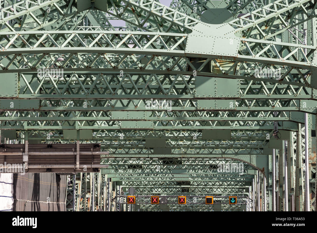 Detail of Pont Jacques Cartier bridge taken in Longueuil in direction