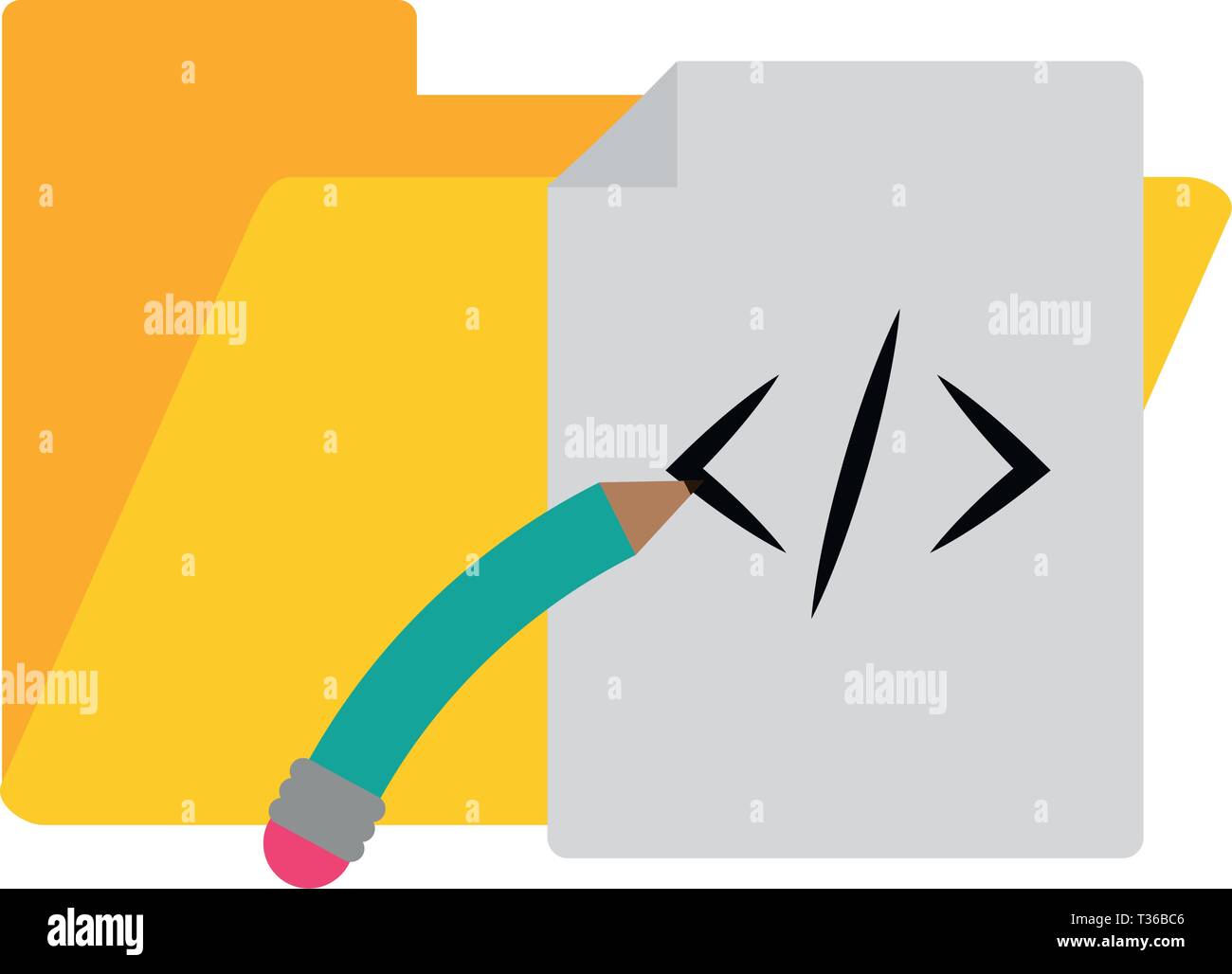 Programming sheet and folder with pencil symbols Stock Vector Image ...