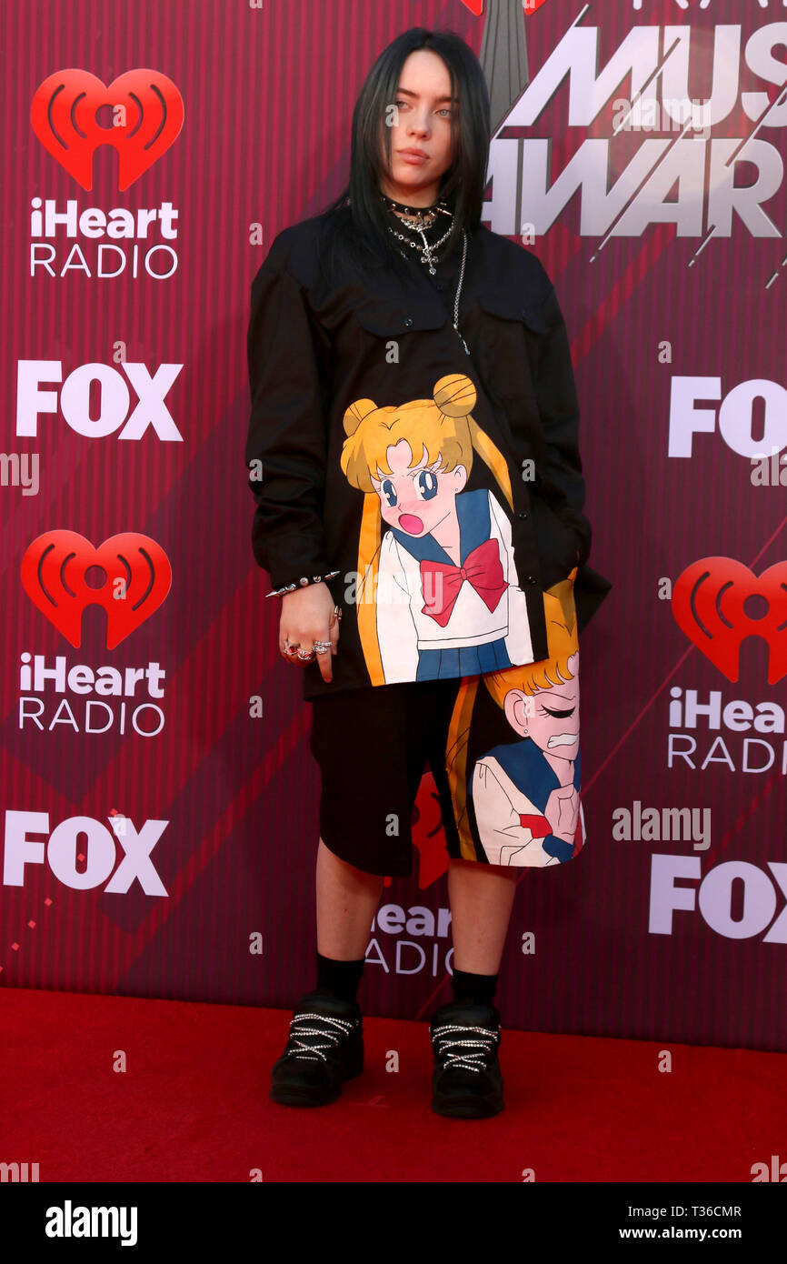 March 14, 2019 - Los Angeles, CA, USA - LOS ANGELES - MAR 14:  Billie Eilish at the iHeart Radio Music Awards - Arrivals at the Microsoft Theater on March 14, 2019 in Los Angeles, CA (Credit Image: © Kay Blake/ZUMA Wire) Stock Photo