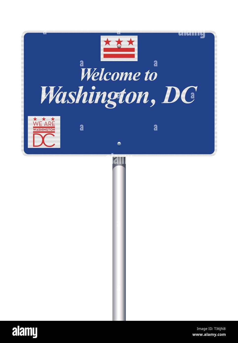 Vector illustration of the to Washington DC blue road sign