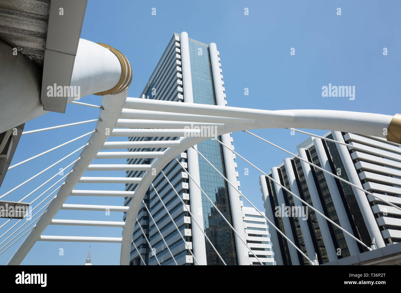 bangkok cityscape with bridge at city center at daytime Stock Photo