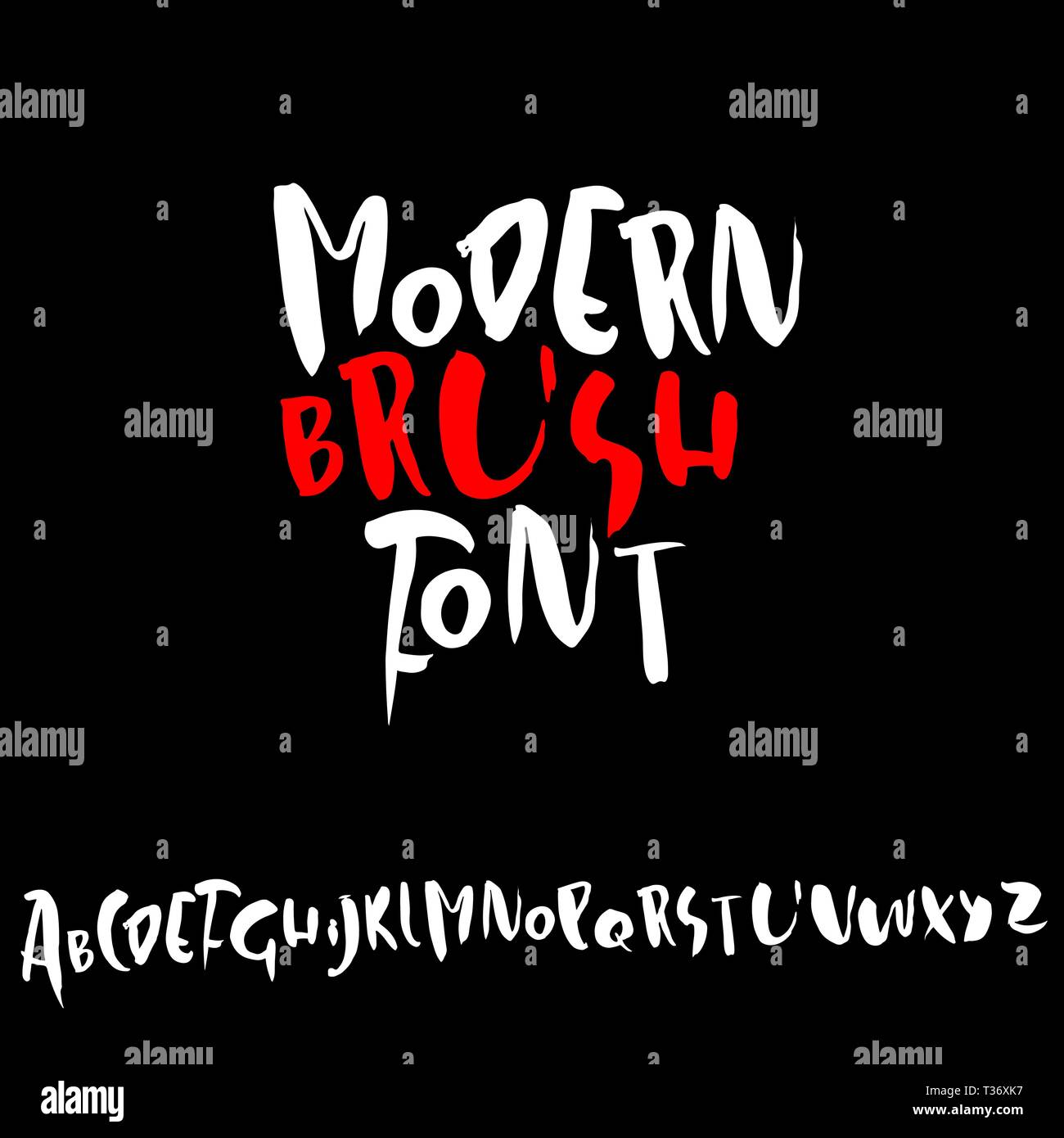 Hand drawn modern dry brush lettering. Grunge style alphabet ...