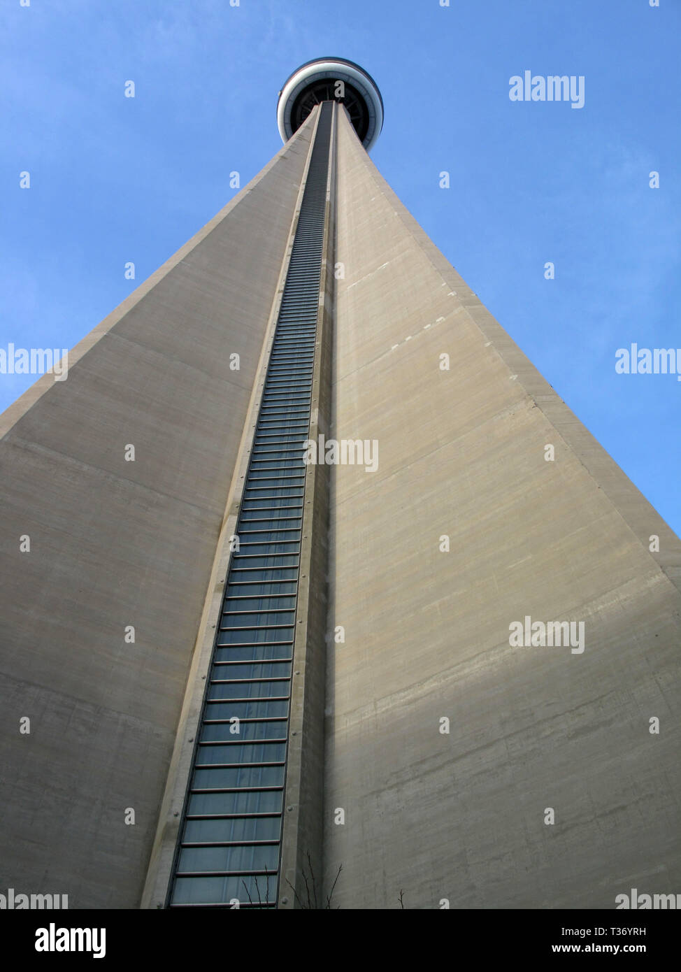 Toronto, Canada - April 18, 2014: View from the ground at CN Tower Stock Photo