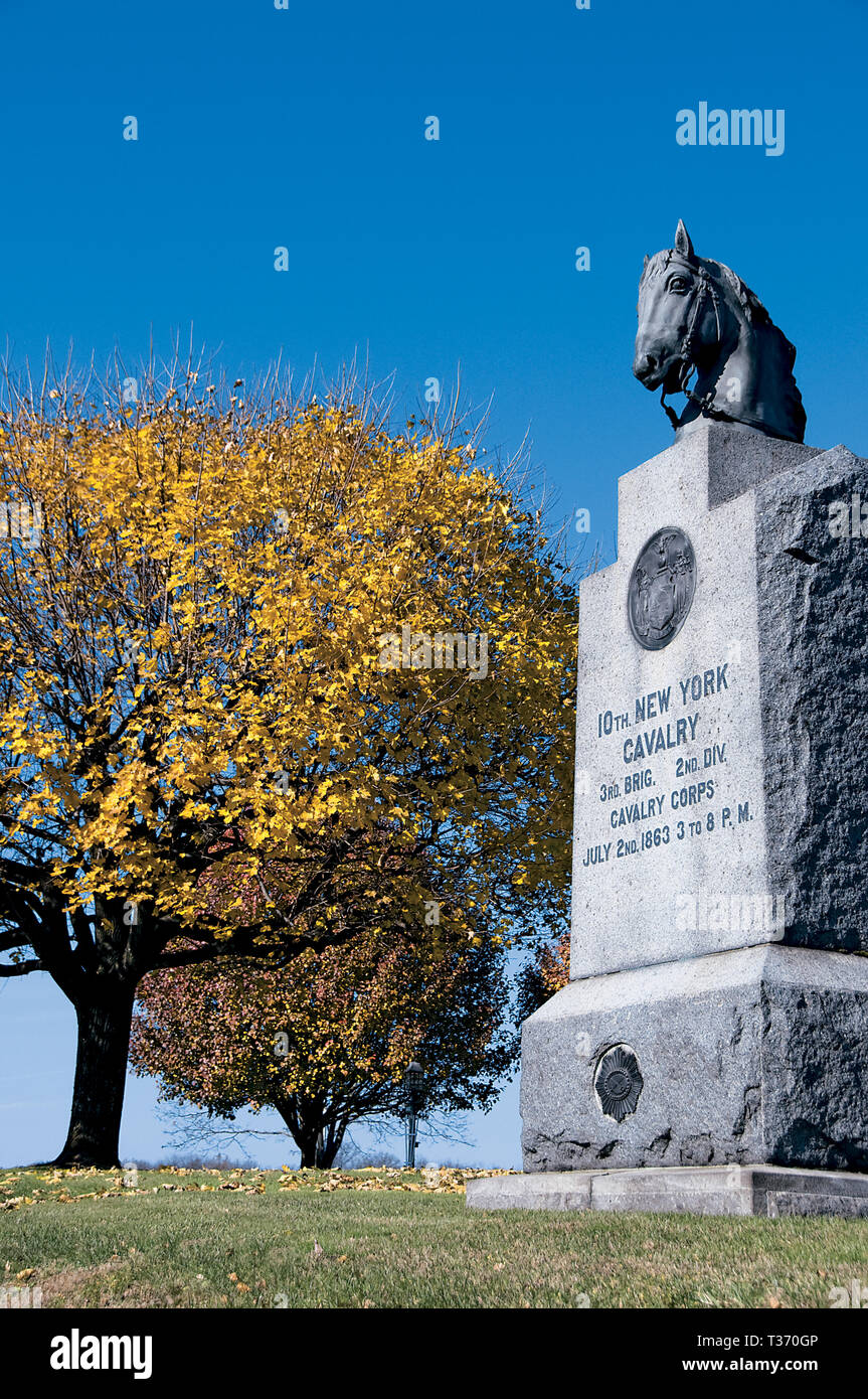 New York Cavalry Civil War Monument at Gettysburg Stock Photo