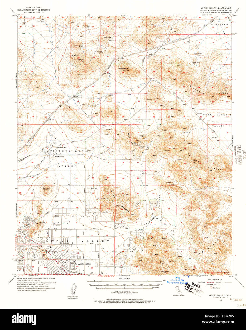 Map of apple valley hi res stock - Usgs Topo Map California Ca Apple Valley 296726 1957 62500 Restoration T3769W