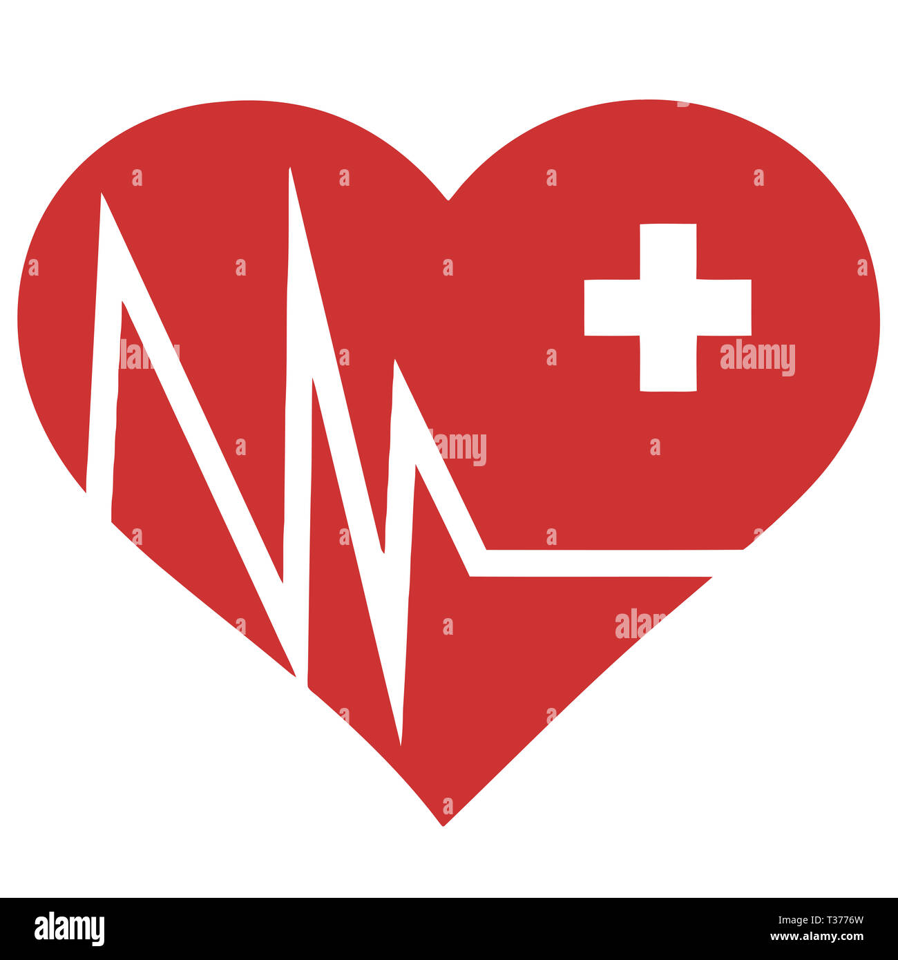 heart shape defibrillator revive save shock medic illustration Stock Photo