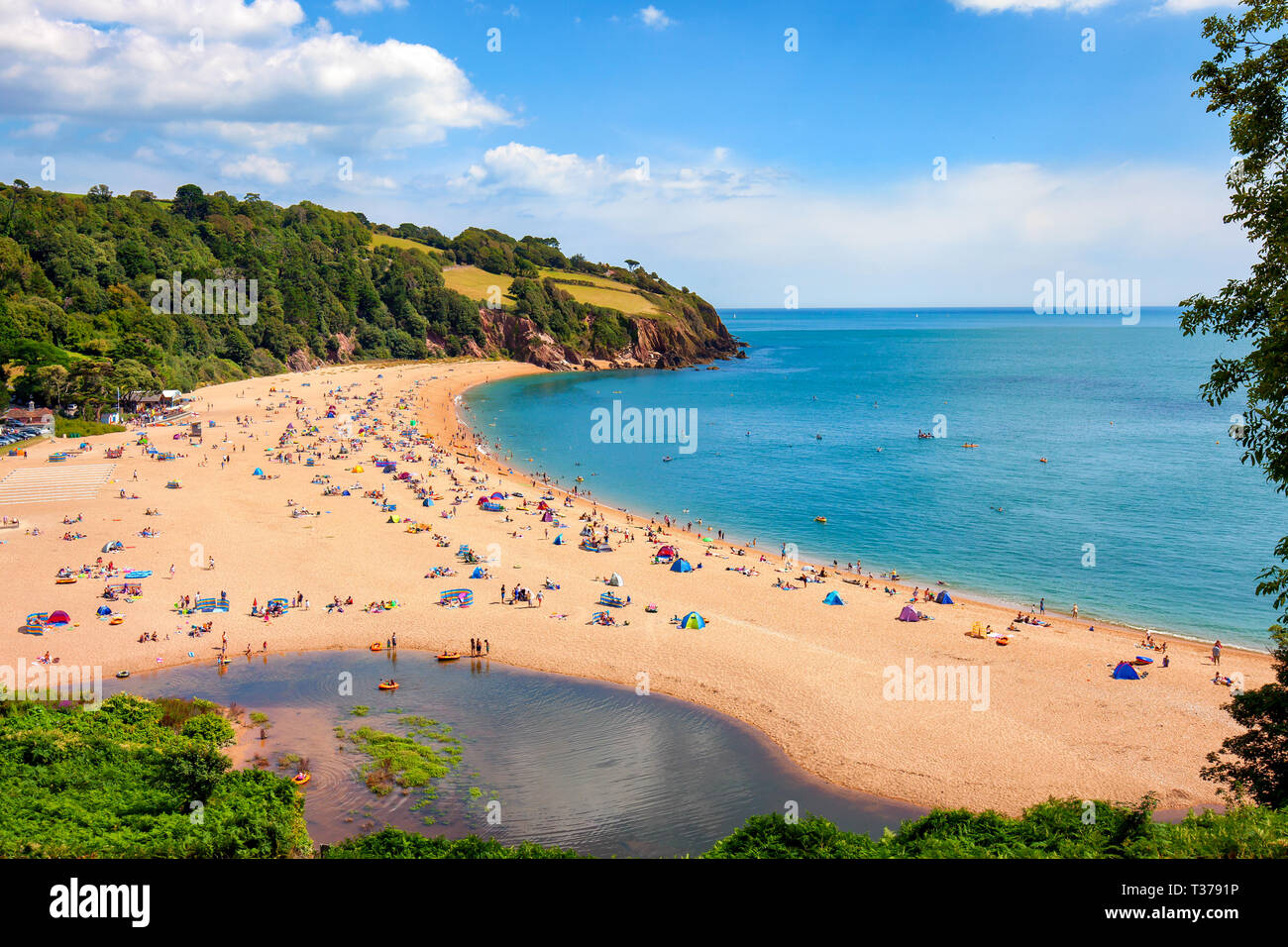 Image of Blackpool sands beach near Dartmouth in Devon in the height of summer Stock Photo
