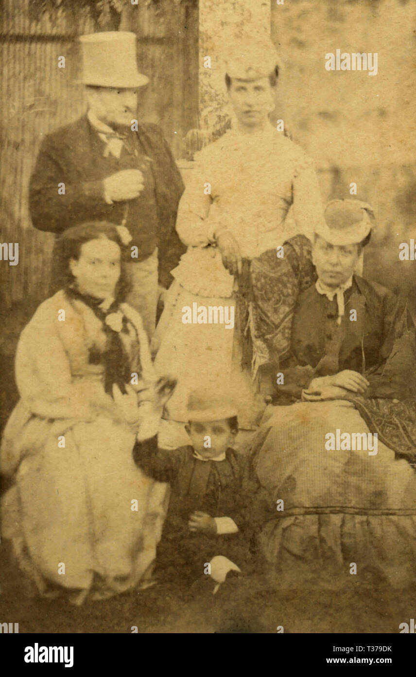 Portrait of a family, Italy 1868 Stock Photo