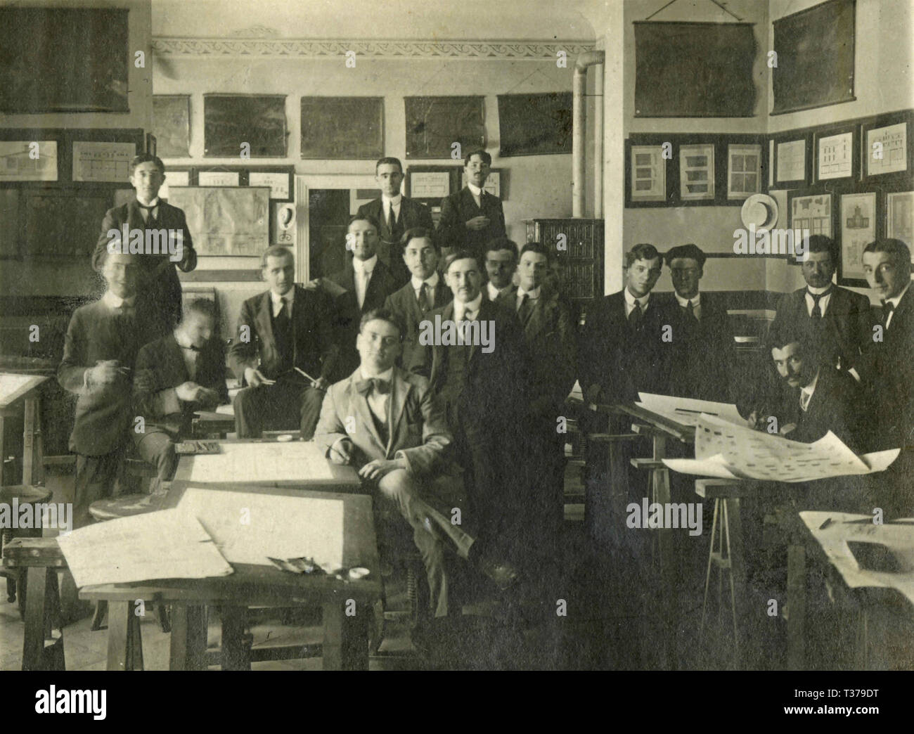 Technical drawing class at the university, Italy 1900s Stock Photo Alamy