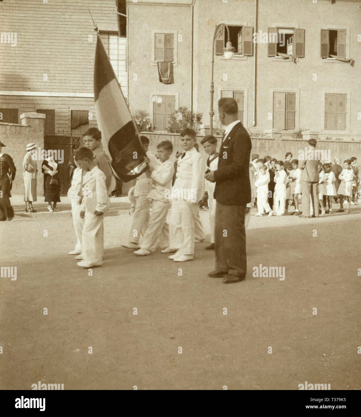 Children at the Corpus Domini procession, Rome, Italy 1920s Stock Photo