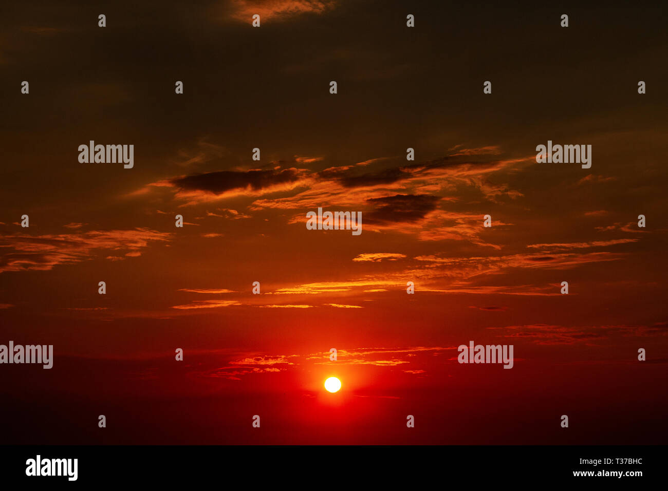 red beautiful sky with clouds at sunset Stock Photo - Alamy
