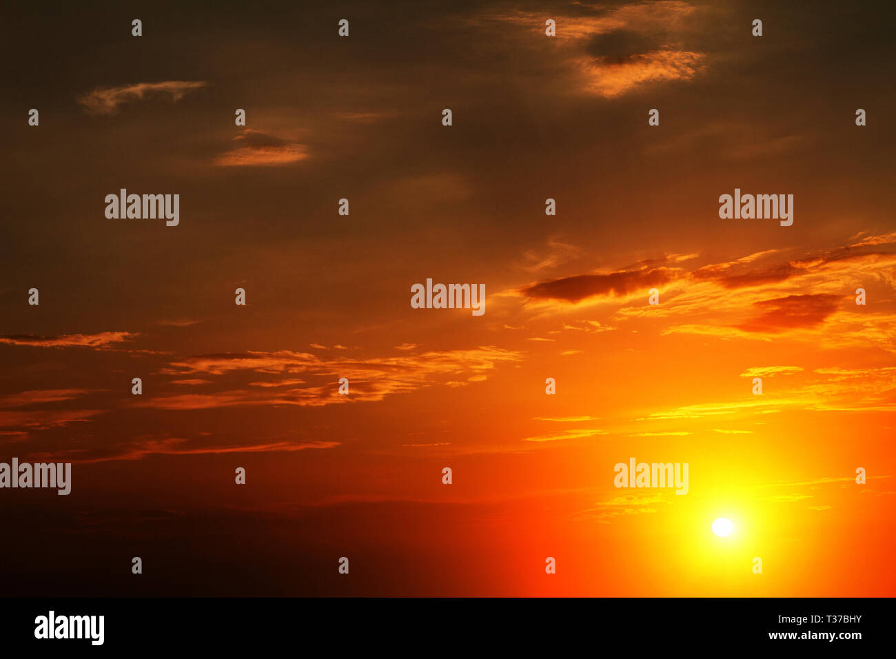 red beautiful sky with clouds at sunset Stock Photo - Alamy