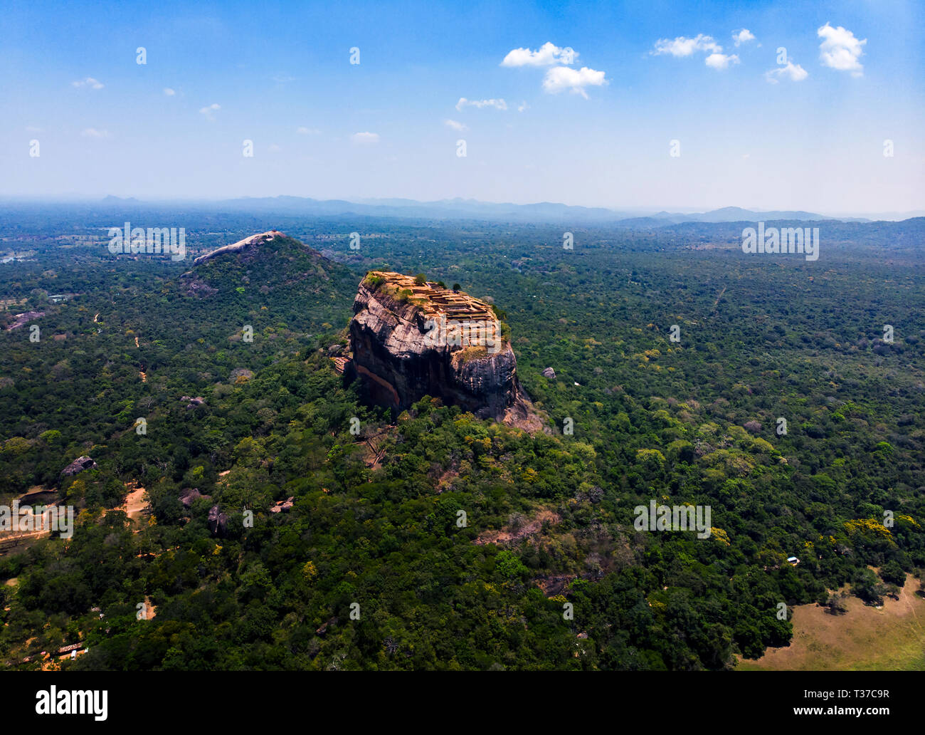 Sigiriya ancient rock fortress in Central Province of Sri Lanka aerial view  Stock Photo - Alamy