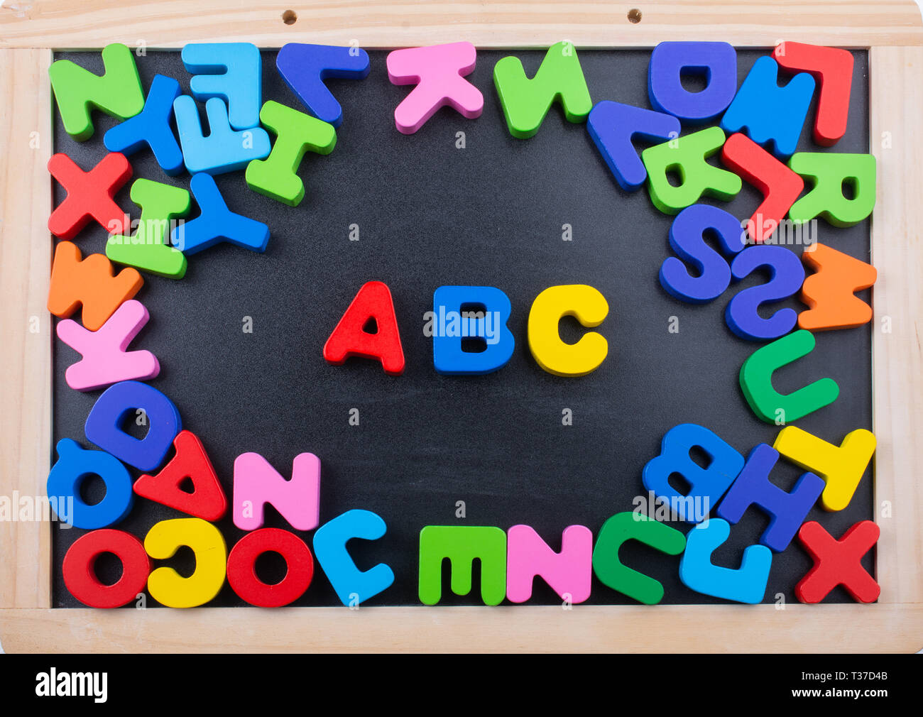 Colorful ABC Letters of Alphabet made of wood Stock Photo - Alamy