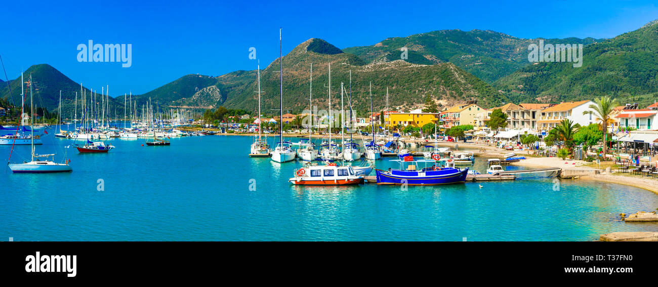 Impressive Nidri bay,Lefkada island,Greece Stock Photo