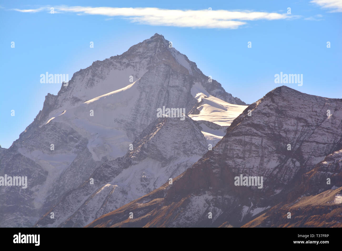The Dent Blanche with the Grand Cornier in front in the Val d'Anniviers in the Southern Swiss Alps above Grimentz Stock Photo