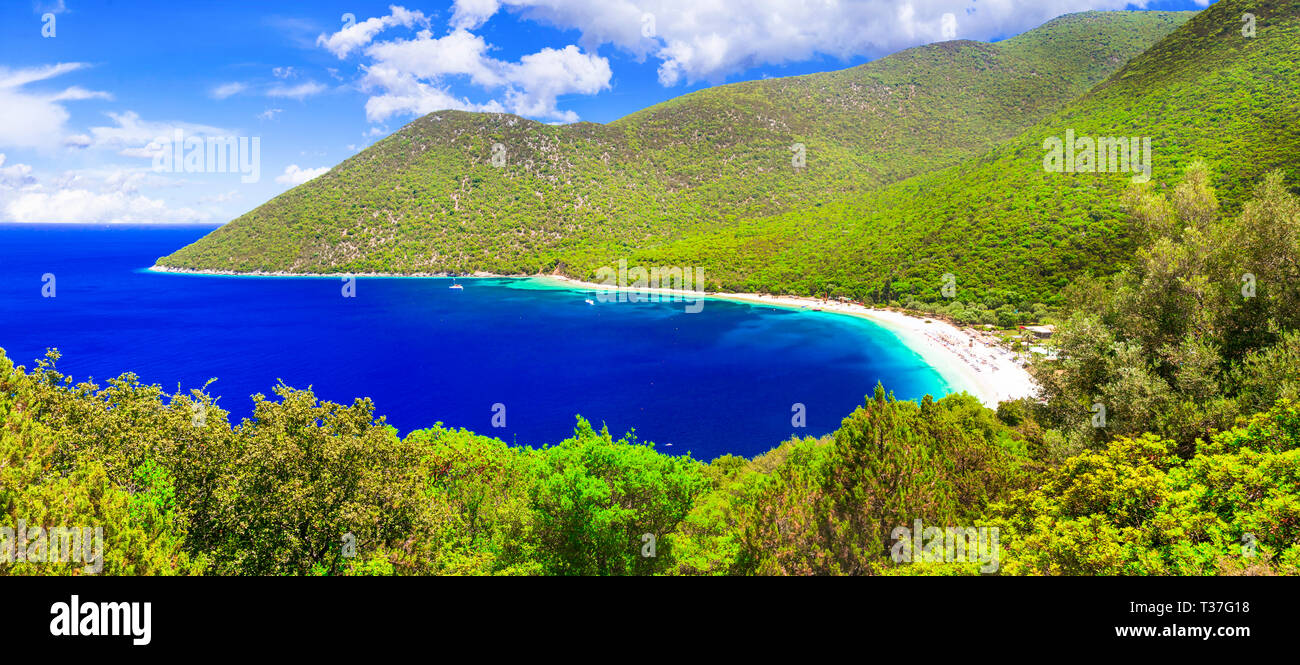 Beautiful Antisamos beach,panoramic view,Kefalonia,Greece Stock Photo
