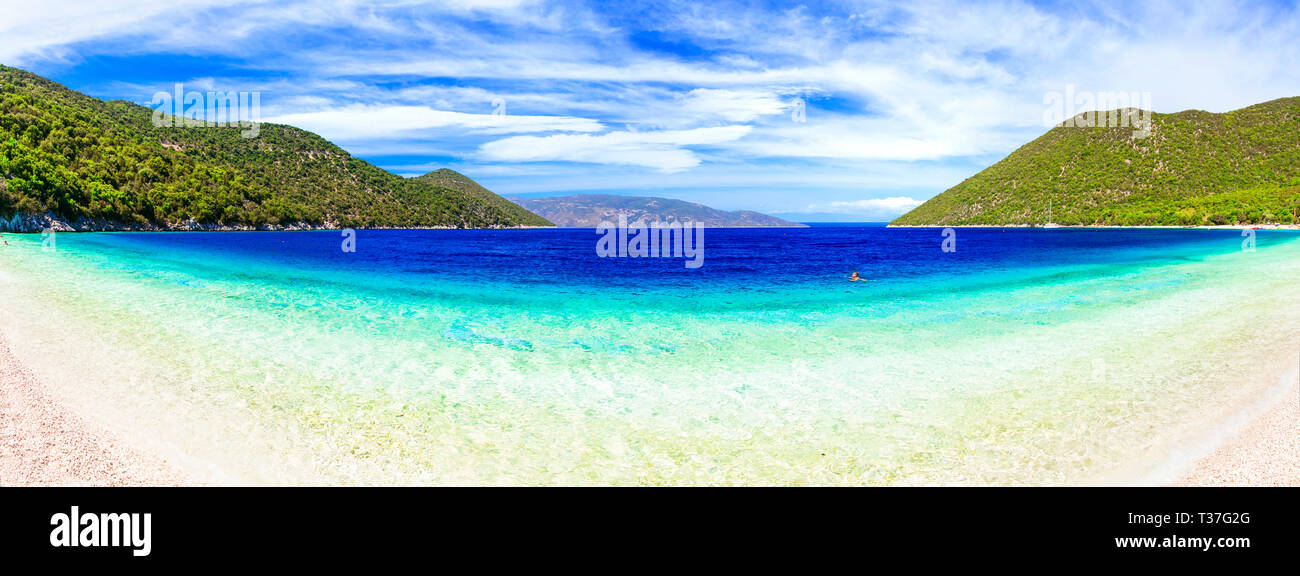 Beautiful Antisamos beach,panoramic view,Kefalonia island,Greece Stock Photo