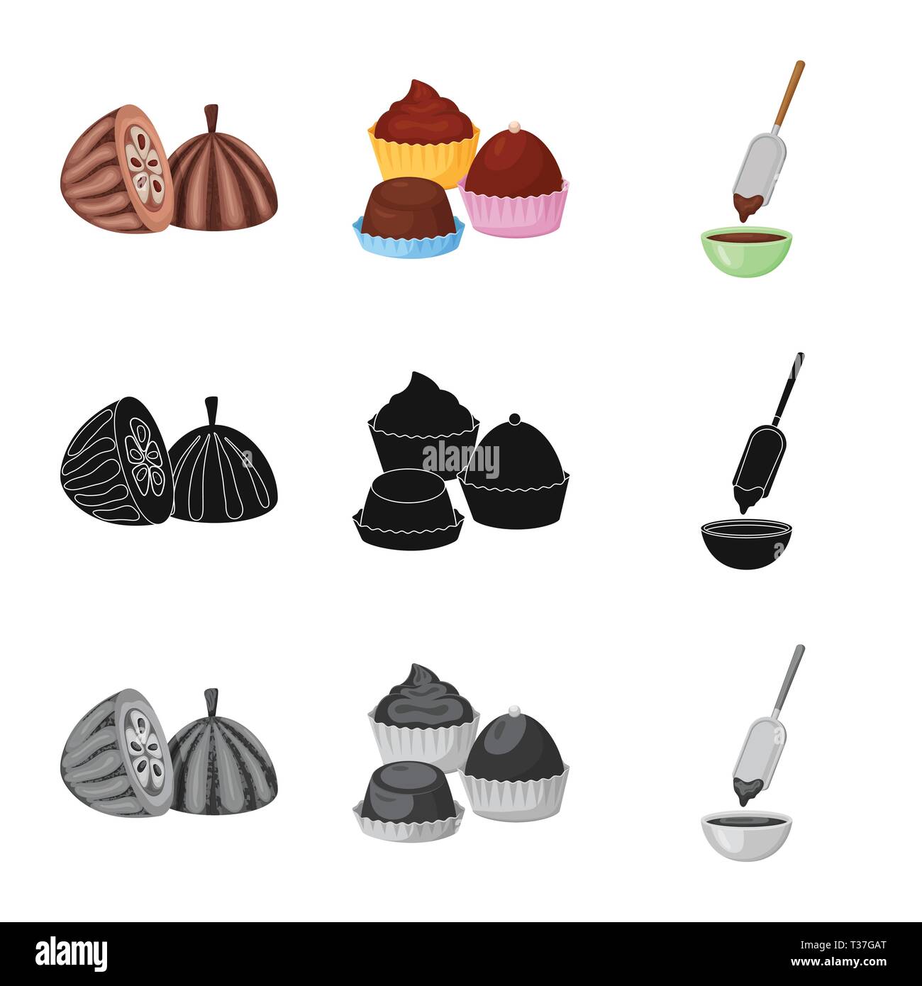 Vector illustration of food and yummy icon. Set of food and brown ...