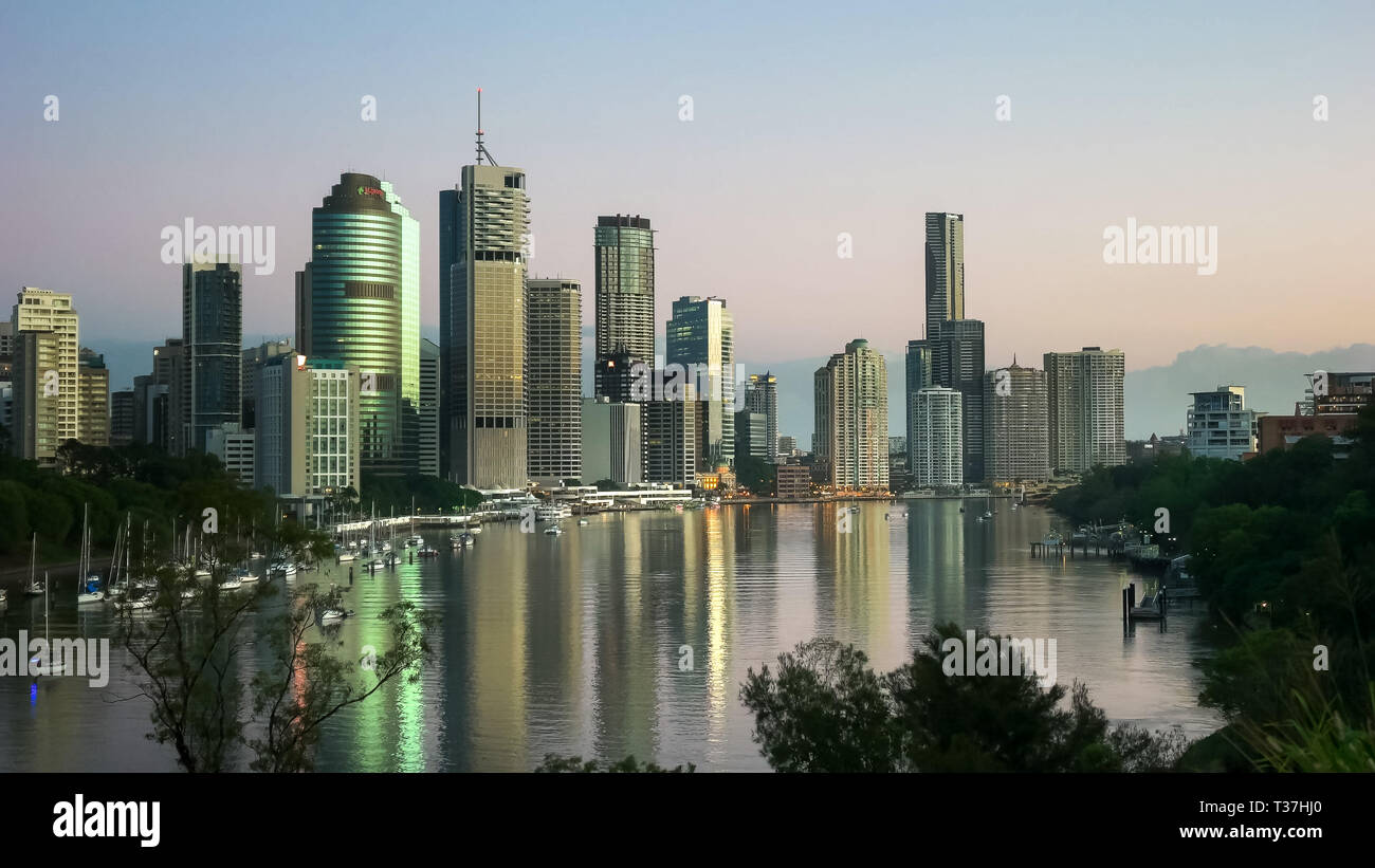 early morning view of brisbane from kangaroo point Stock Photo