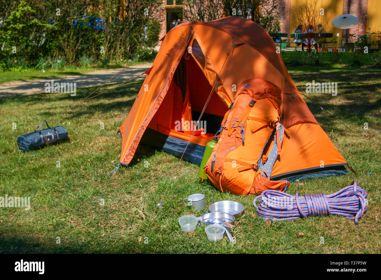 camping backpack with tent and sleeping bag