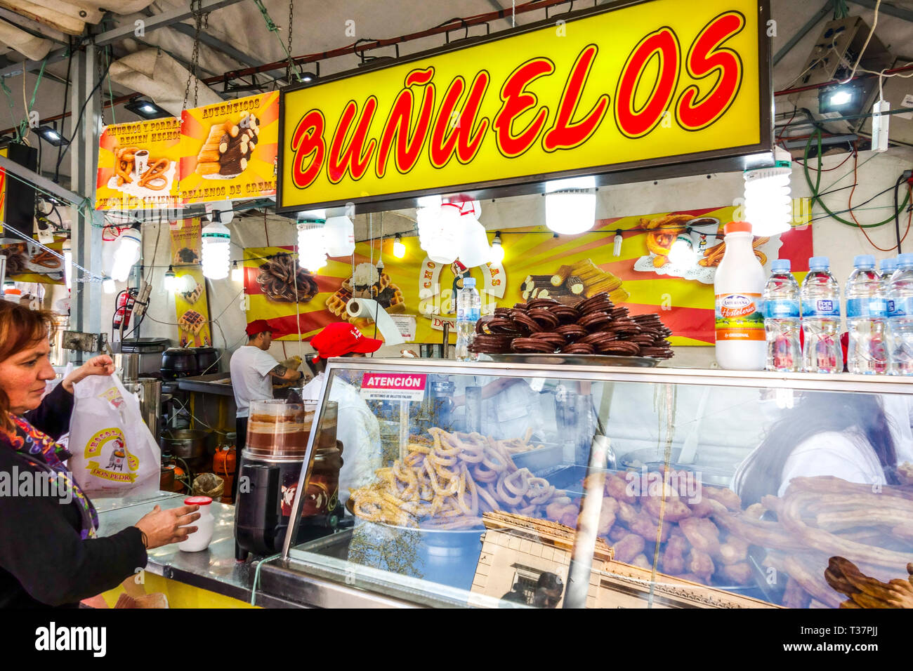 Stall with bunuelos during the Fiesta in Valencia, Spain Stock Photo