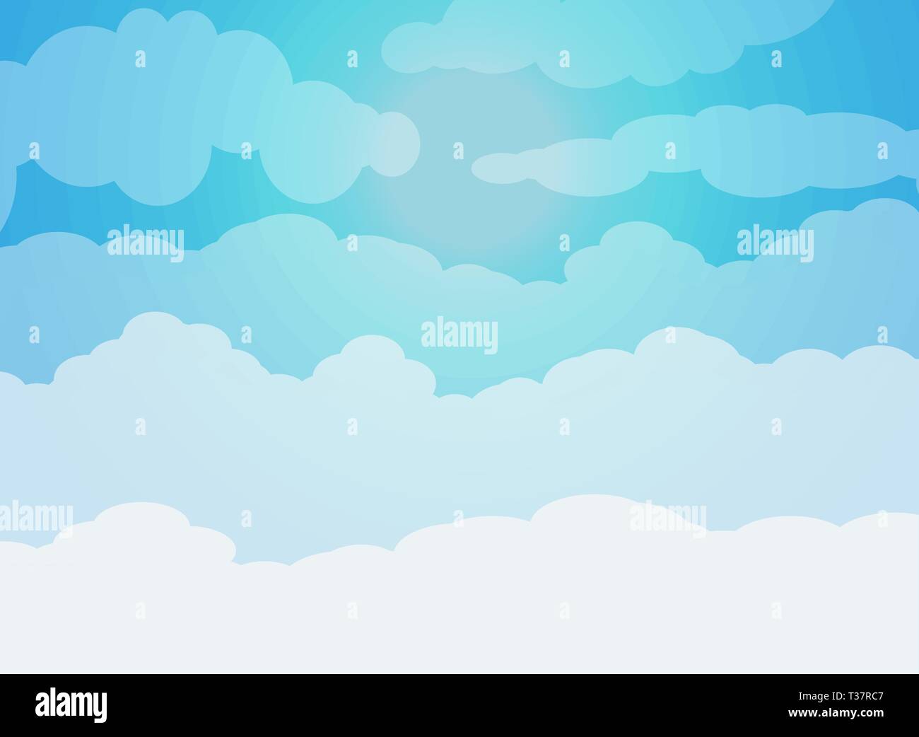 Blue sky with clouds and sun. vector illustration in flat design Stock ...