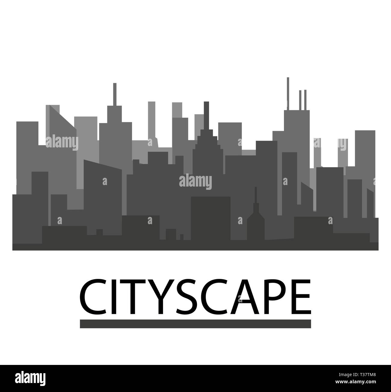City skyline in grey colors. Buildings silhouette cityscape. Big city ...