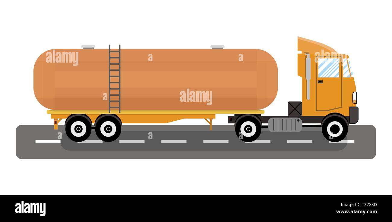 heavy oil fuel chemical tank truck. vector illustration in flat style