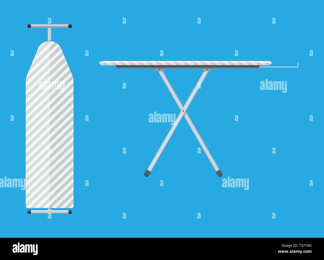 folded and unfolded ironing board Icon, Ironing board with stripe pattern. vector illustration