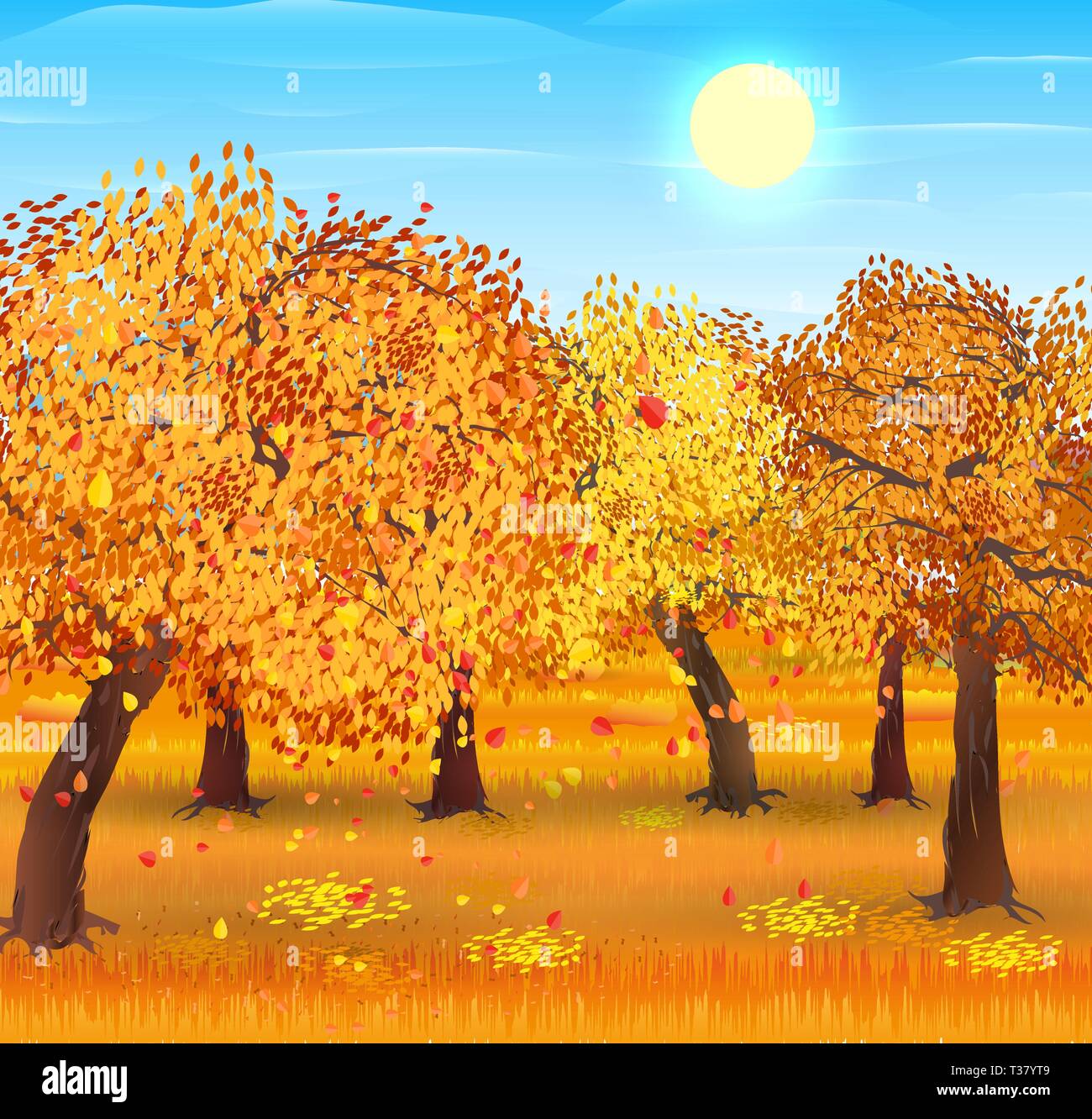 Autumn nature landscape with forest. vector illustration Stock Vector ...