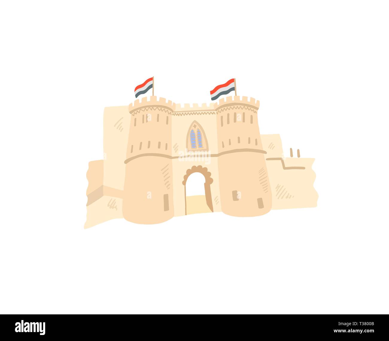 cairo citadel hand drawing icon in minimalistic style, Egypt, Giza, vector illustration Stock Vector