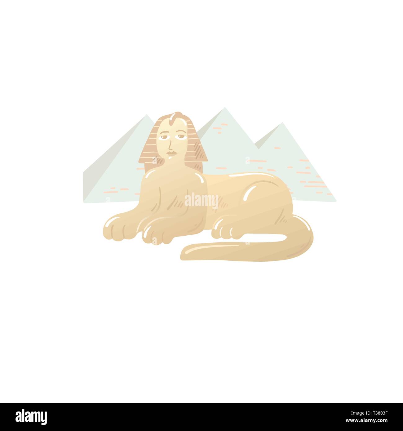 great sphinx icon drawn on the background of the three pyramids of ...